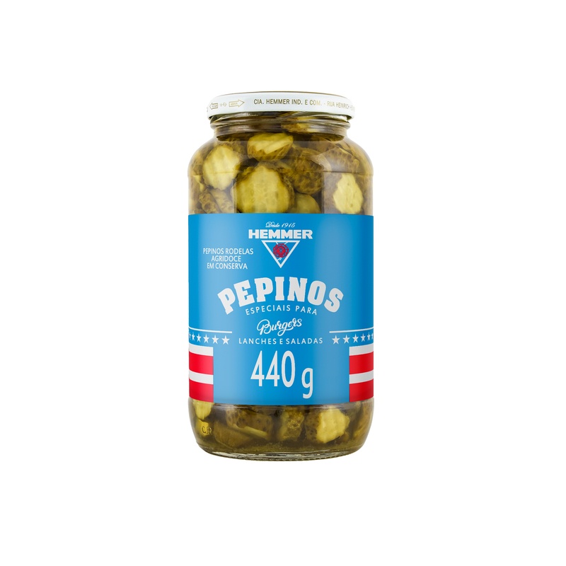 Pepinos em Rodelas Agridoce Para Burgers 440g Hemmer