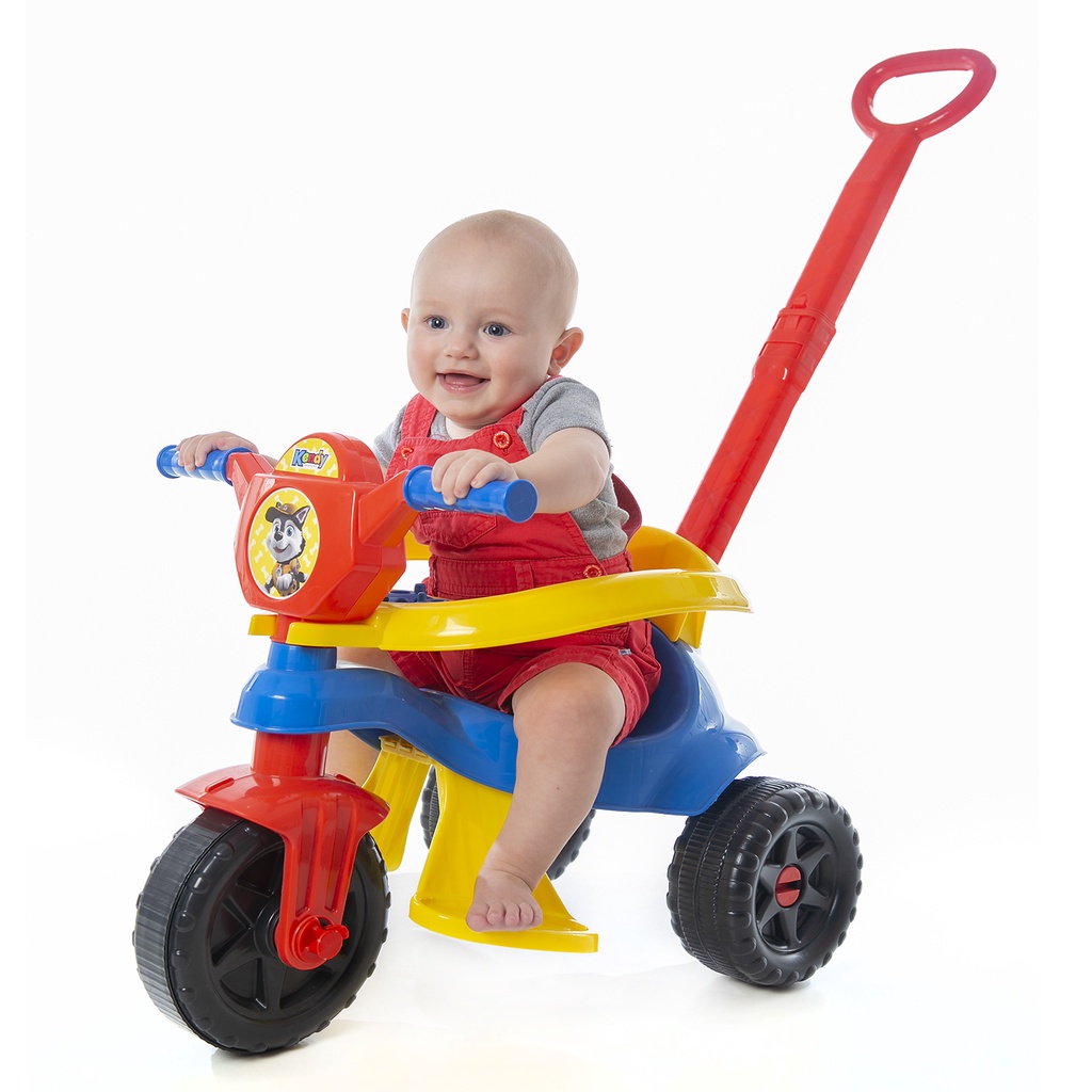 Triciclo Infantil Passeio Patrulha Menino Canina Empurrador