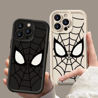 Capa Para IPhone 15 14 13 11 12 Pro Max XR X XS 7 8 6 6S Plus SE 2020 2022 7 + 8 + Carcaça De Silicone Olhos De Homem-Aranha Frio Cartoon Proteção Fofa Da Câmera À Prova De Choque