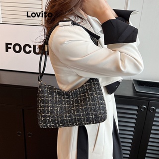 Lovito Elegante Bolsa De Ombro Pequena Em Tecido De Lã Chique Gingham Para Mulheres LFA11483
