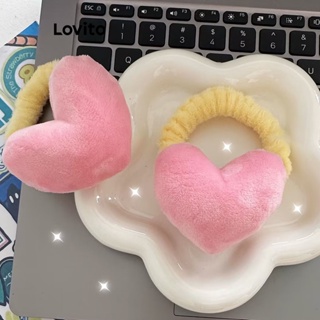 Lovito Laços De Cabelo Fofos E Versáteis De Pelúcia Em Forma De Coração Para Mulheres LFA11494