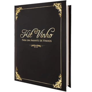 Kit Livro Vinho Luxo Top Abridor Saca Rolhas Tampa 05 Pçs