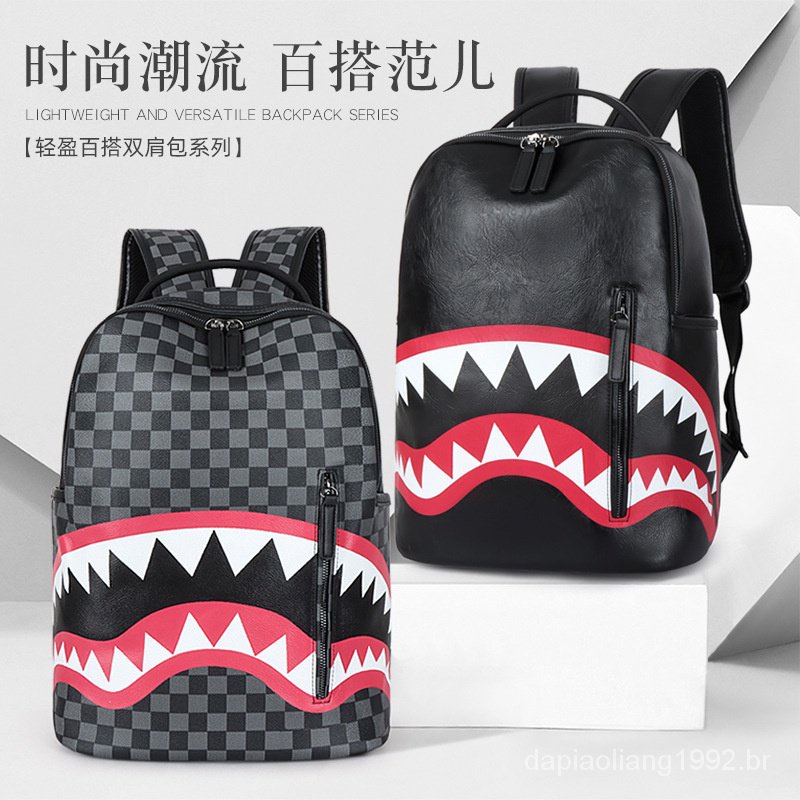 ☄Spot dapiaoliang saco de ombro masculino saco de viagem mochila elegante mochila grade mochila escolar estudante de grande capacidade, bolsa de tubarão de tendência de rua