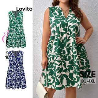 Lovito Vestido com Estampa Floral e Detalhes Vazados para Mulheres LBE04080 (Verde)