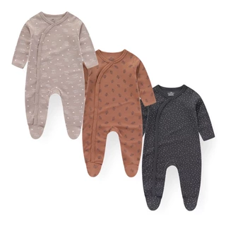 Kiddiezoom 3 Peças Moda Outono Inverno Manga Longa Cartoon Baby Boy Girl Rompers 100 % Algodão Unisexo Roupa Recém-Nascido