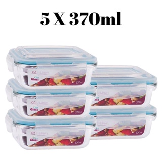 Conjunto 5 Potes Vidro Hermético Mantimentos Marmita 370ml