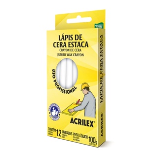 Giz de cera estaca branco 12 unidades 519 Acrilex