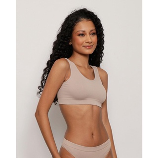 Sutiã Top Feminino Trifil Canelado Sem Bojo Bege