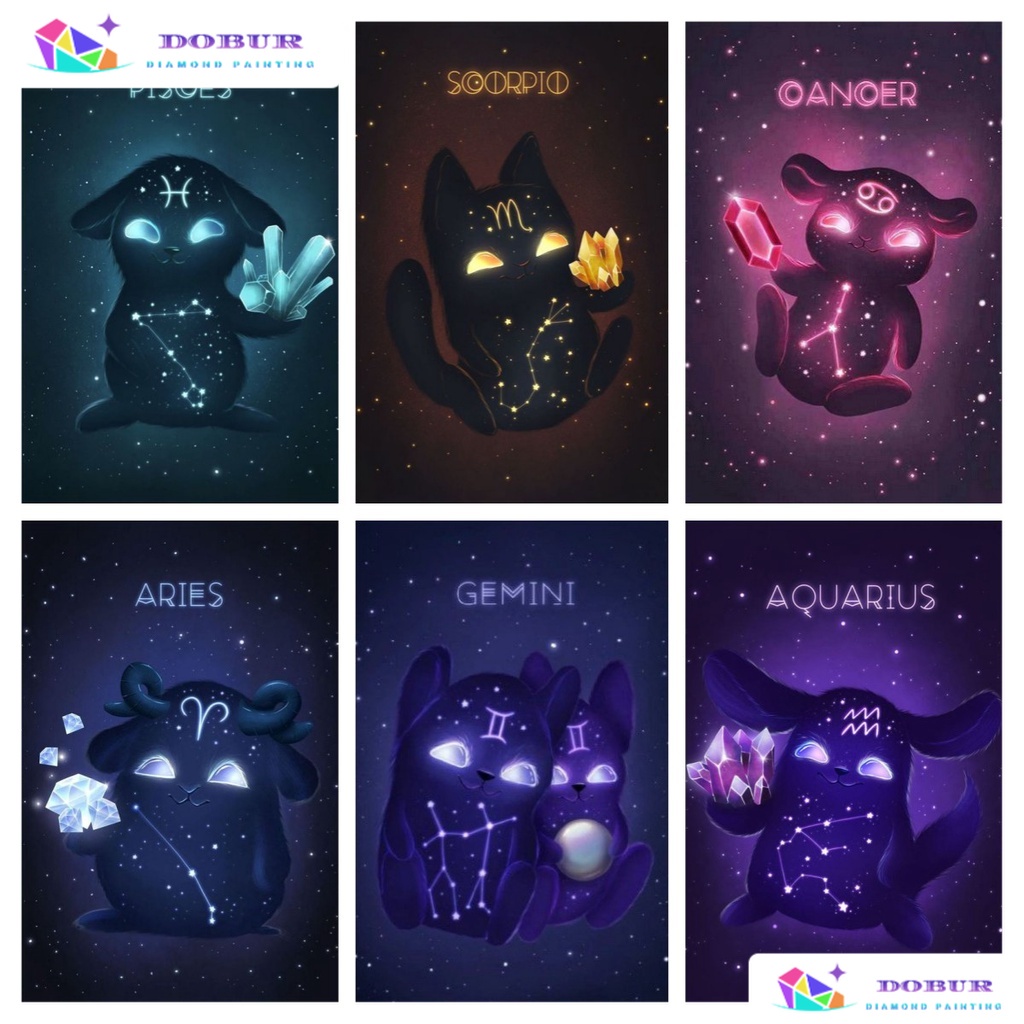 DOBUR | Kits De Pintura Com Diamante Redondo , 12 Constelações 5D DIY Para Decoração
