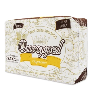 Papel Toalha Interfolha 2 Dobras Folha Dupla Supreme 1.000 folhas Ouroppel em Oferta na Shopee