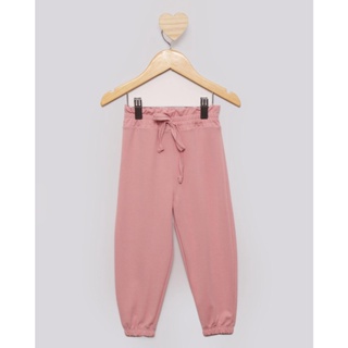 Calça Bebê Menina Jogger Com Cordão Rosa
