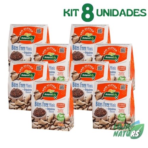 KIT 8 Bites Free Mini Wafer Sem Glúten Vegano 70g - Natural Life