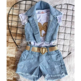 Roupa infantil menina blogueirinha Luxo Jaqueta 4 peças Tam 2 A 8 ANOS