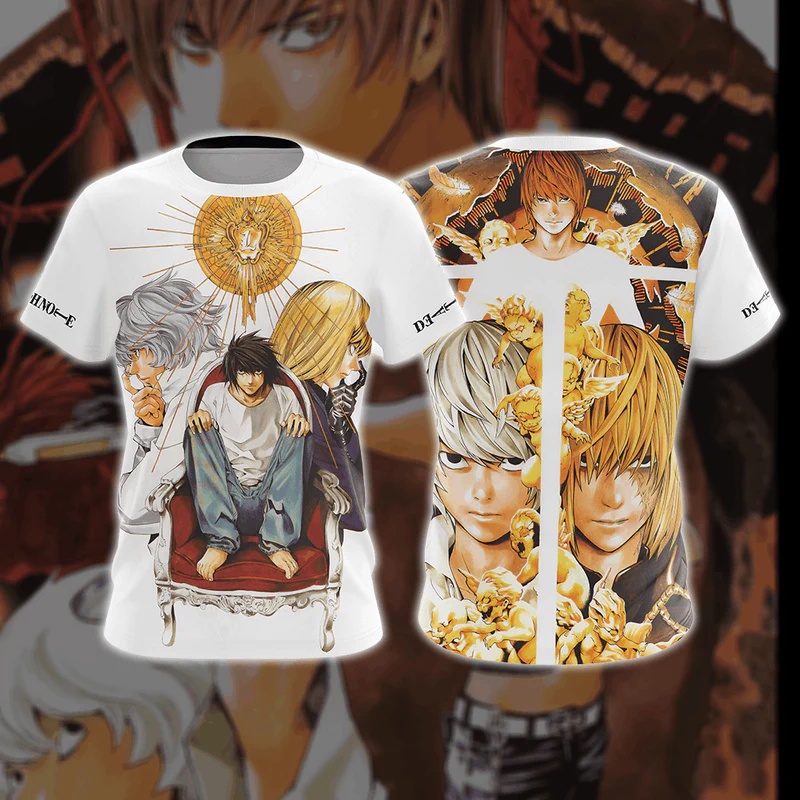 Anime Nota De Morte Camisetas 3D Impressão Streetwear Homens Moda Mulher  Camiseta Manga Curta Harajuku Kids Tees Tops Vestuário