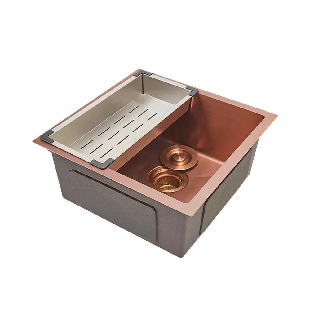 Cuba para cozinha gourmet pia aço inox com acessórios Terena 44 cm Pingoo - Dourado Rose