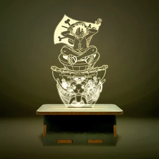 Mini Luminária One Piece - Luffy Barco Amigos Personagens
