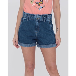 Shorts Jeans Feminina Clochard Bolsos Azul Médio