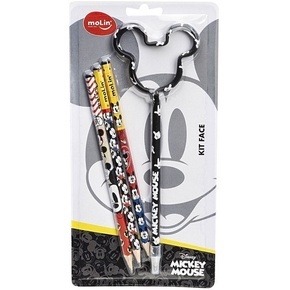 Kit 3 Lápis Pretos Hb N2 E 1 Caneta Mickey Mouse Face da Marca Molin
