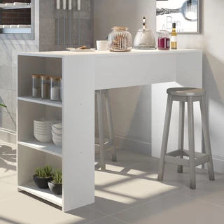 Bancada Ilha para Cozinha 136 x 93 x 50 Cm MDP Branco 0565 MENU