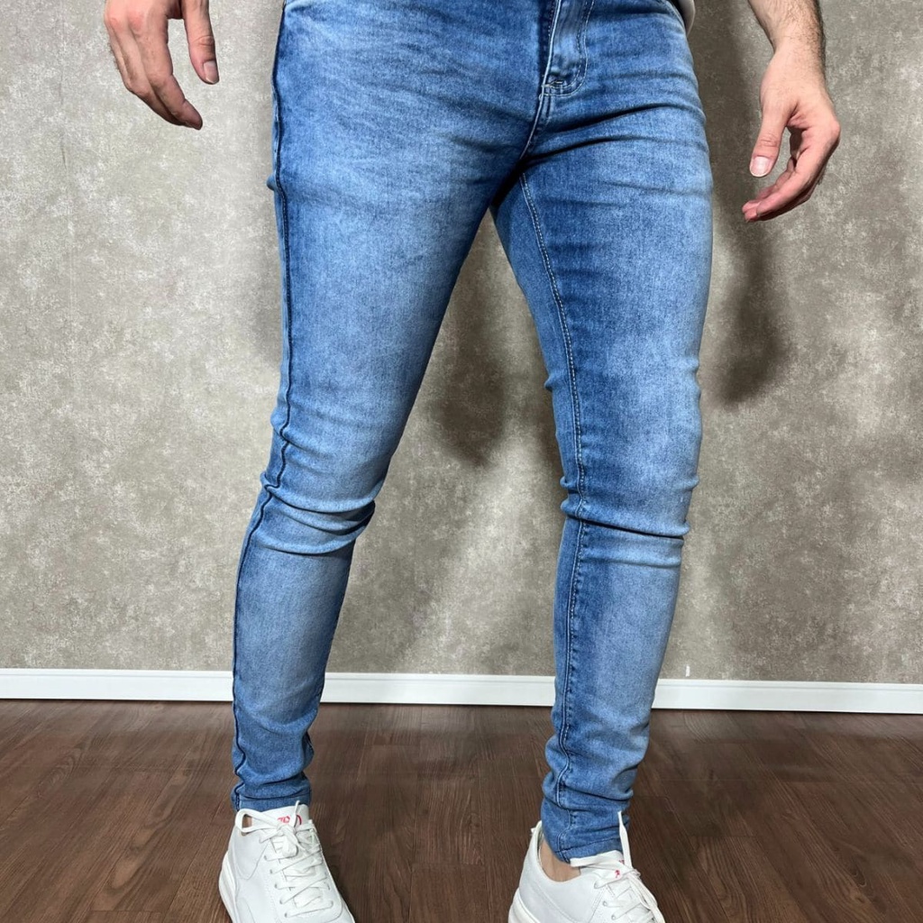 Calça Jeans Masculina Super Skinny Azul Marmorizada Shopee Brasil