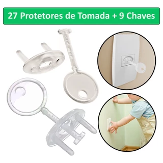 27 Protetor + 9 Chaves Tomada Bebe Segurança Contra Choque