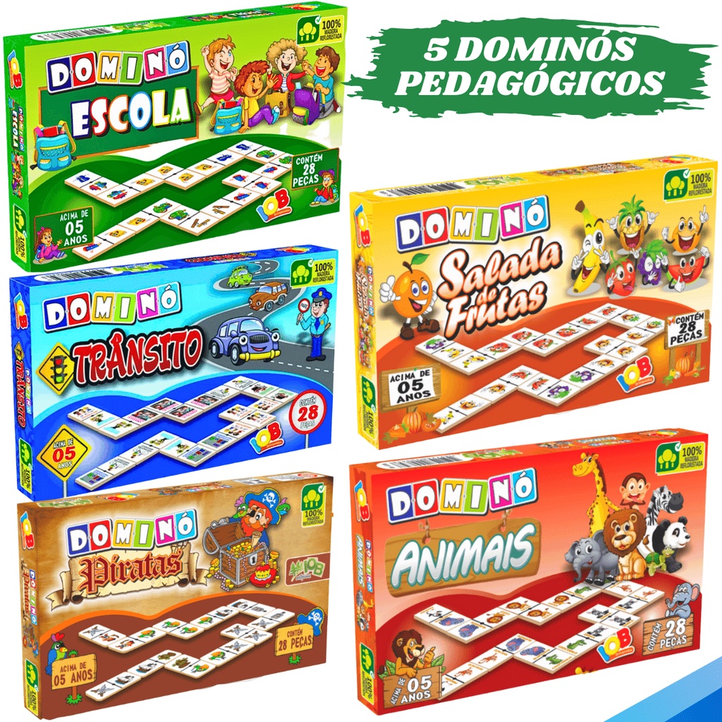Kit 5 Jogos Brinquedos Pedagógicos Educativos Didáticos Infantil Dominó ...