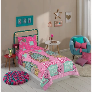 Jogo de Lençol Cama Solteiro Barbie Menina Rosa 2 Peças Lepper