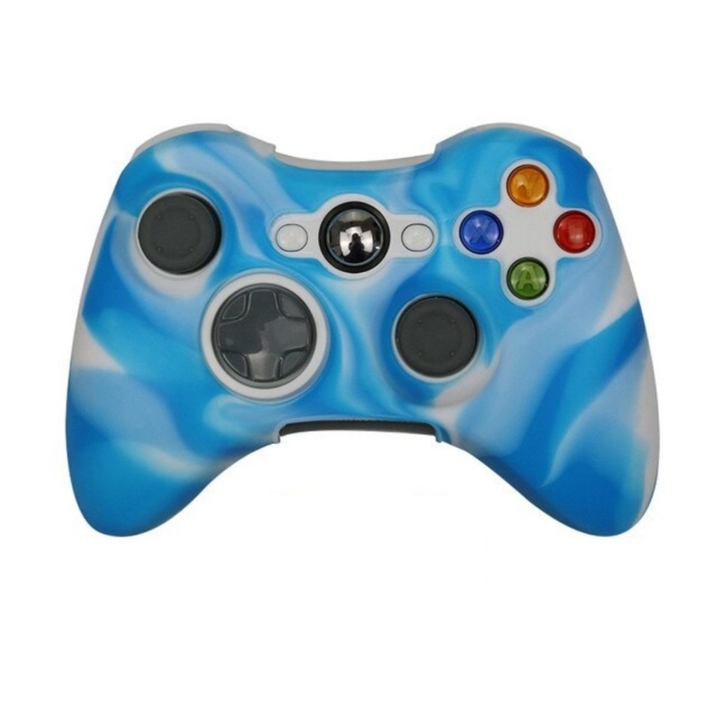 Capa de Silicone Lavável Para Controle de X-Box 360 - Azul Branco.