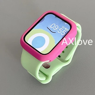 Faixa Transparente + Estojo Para Relógio Apple Série 9 8 7 6 SE 5 3 2 Bracelete De silicone Macio iwatch 49MM 40mm 44mm 42MM 41MM 45MM 49MM