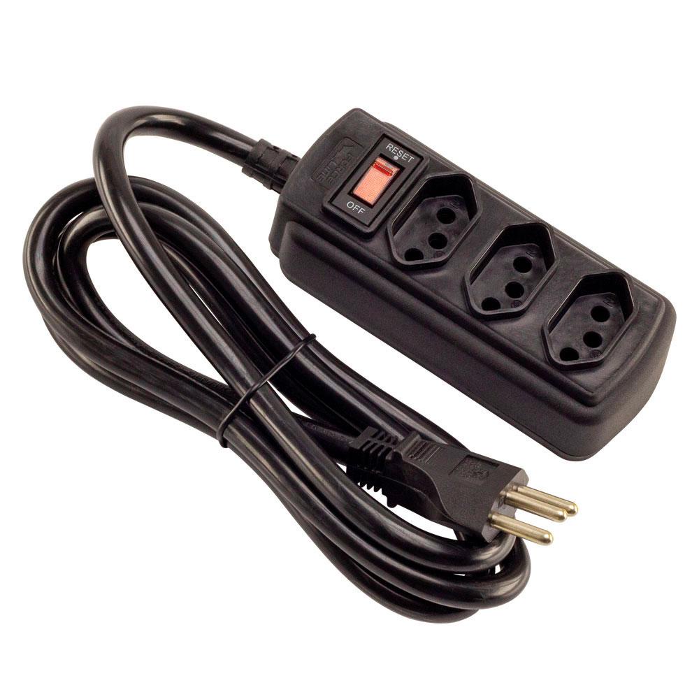 Filtro de Linha 3 Tomadas 1,5m 20a Preto Force Line