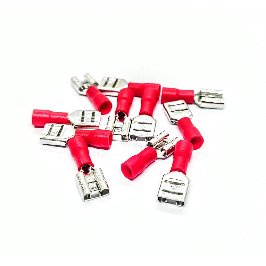 500x Terminal Faston Fêmea Pre-Isolado Vermelho 6,3mm - FDD1.25-250 ...
