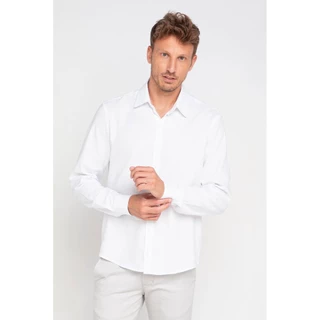 Camisa Masculina Malha Aflex Básica Lisa Polo Wear Branco