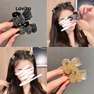 Lovito Grampos De Cabelo De Renda De Strass Com Laço Liso Casual Para Mulheres LFA10190