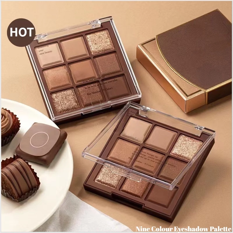 Nove Sombras Da Paleta Sombra Dos Olhos Matte Brilhante De Longa Duração Pó Solto Maquiagem Natural À Prova D'água