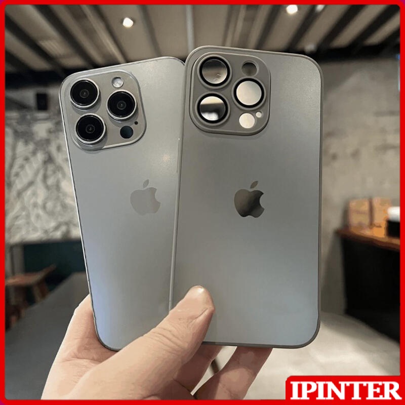 Novo Titanium Primário Cor AG Borda Reta Vidro Fosco Temperado Para Iphone 15 14 13 12 11 Pro Max Nano Mate Proteção Dura Tampa Traseira