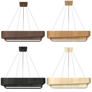Lustre Pendente Madeira Doble Retangular 75cm - 1 Luz
