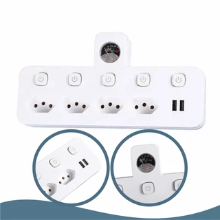 Filtro De Linha Energia 4 Tomadas 2 Usb Medidor De Voltagem