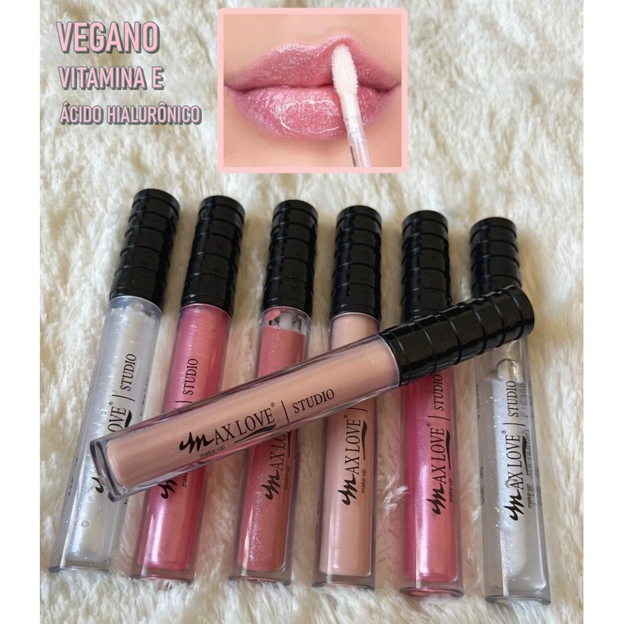 Gloss Lip Volumoso Max Love Make Up 3 em 1 Vitamina E Ácido