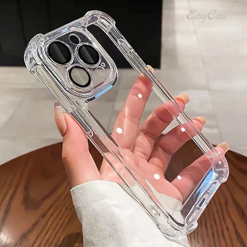 Capa Luxo Anti-Impacto Para iPhone 15 14 13 12 11 Pro Max XR XS 7 8 Mais Silicone Transparente Rígido Traseiro