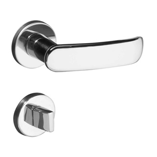 Fechadura para banheiro de aço zamac cromado Madrid 506-32B 40mm com roseta cromada Pado Fechadura Zm Madrid Rr2 506-40 Banheiro Cr Pado