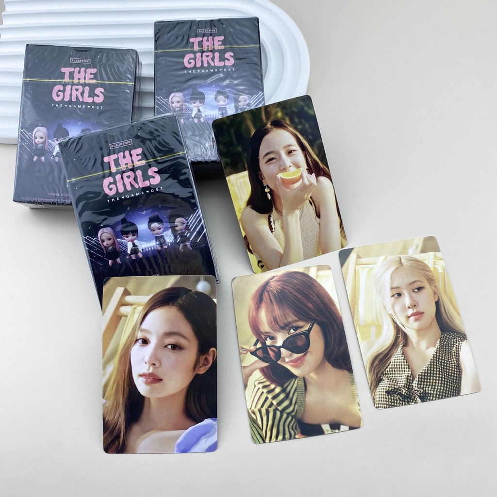 50-55pcs BLACK-PINK THE GIRLS Álbum Laser Holográfico Cartões Lomo 7o Aniversário Tour Mundial BPTG Fotográficos JENNIE JISOO LISA ROSE Itens CX