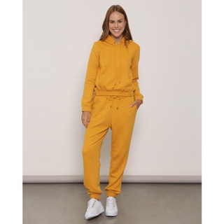 Calça Feminina Jogger Com Bolso Matelassê Mostarda