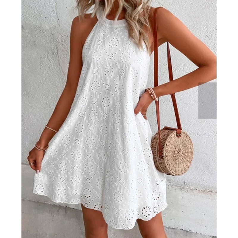 Roupas Femininas Elegantes Mini Vestido Branco Moda Verão Curto Preto Sem Manga Feminino Casual Chic Party