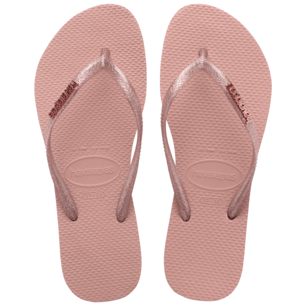 Chinelo Havaianas Slim Logo Metallic Rosa Crocus | Shopee Brasil