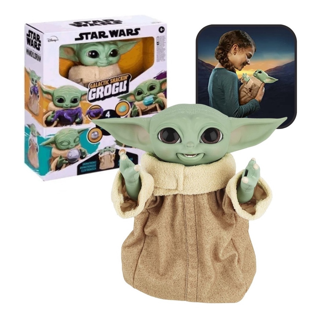Boneco Grogu Yoda Star Wars Galactic Snackin Grogu Eletrônico Yoda