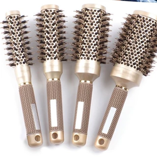 Escova de cerâmica redonda profissional/escova de cabelo antiderrapante/ouro potential