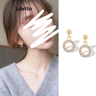 Lovito Brincos Geométricos Casuais De Strass Liso Para Mulheres LFA10373