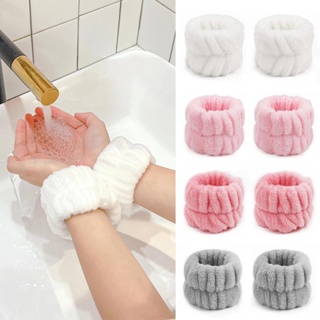 2/3Pcs Spa Pulseira Para Lavagem Da Cabeça Do Rosto Faixa De Maquiagem Em Microfibra Cabelo Pulso Absorvente Sweatband