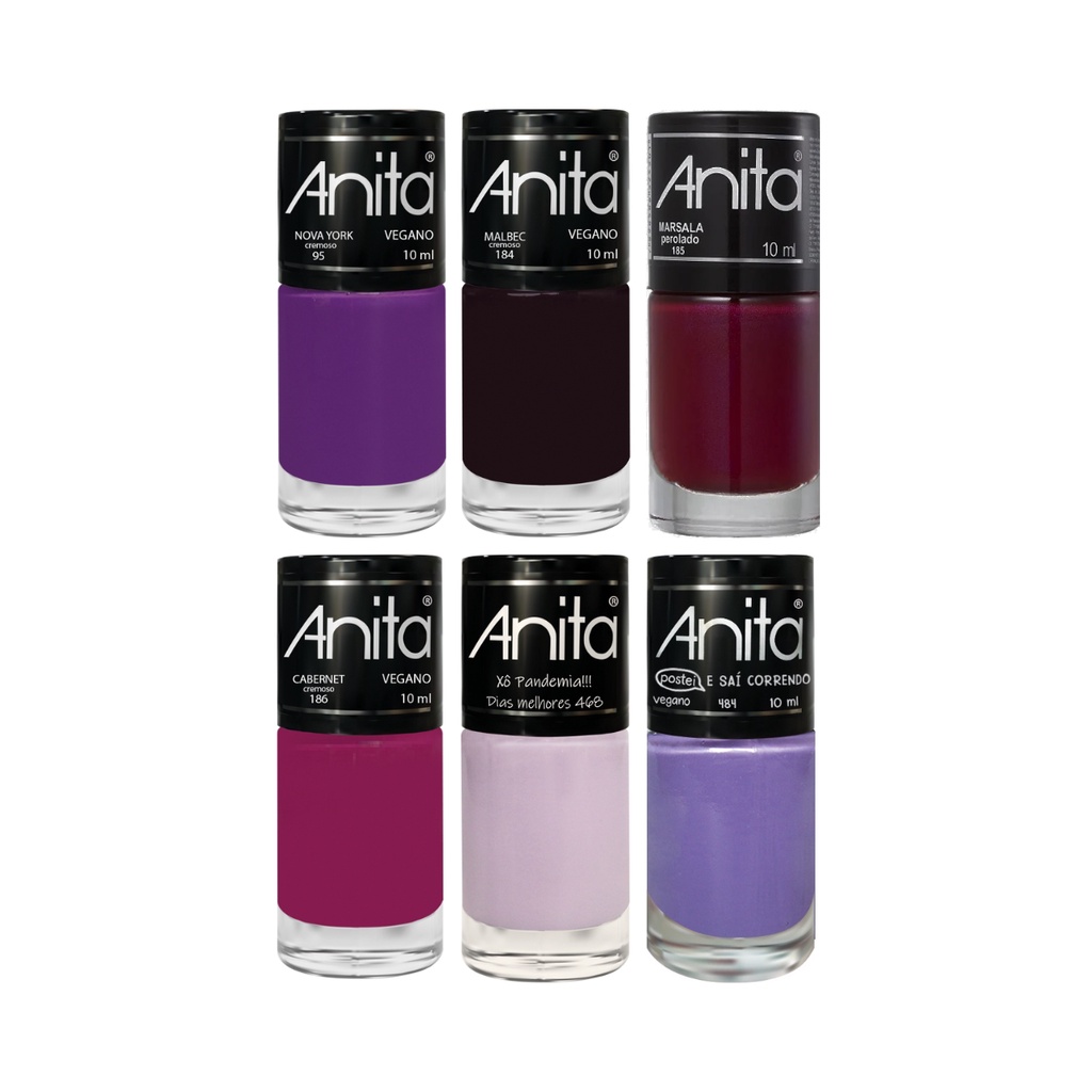 Kit Esmalte Anita Coleção Tons de Uva Vinho Roxo para Unhas e Manicure ...