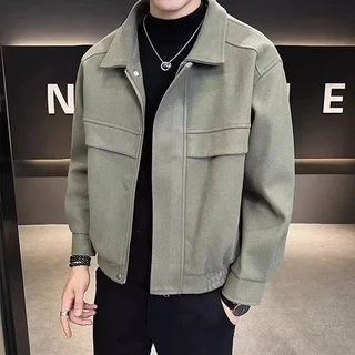 Casual Loose Wool Jacket Casaco De Lã Alta Qualidade Trabalho Moda Roupas De Rua Roupa Para Homens